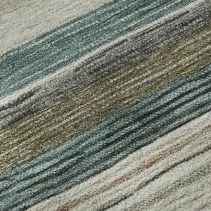 Photo of Beige Ivory And Brown Striped Washable Area Rug With UV Protection