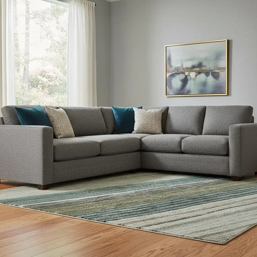 Beige Ivory And Brown Striped Washable Area Rug With UV Protection Photo 2