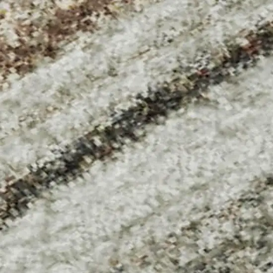 Beige Ivory And Brown Striped Washable Area Rug With UV Protection Photo 1