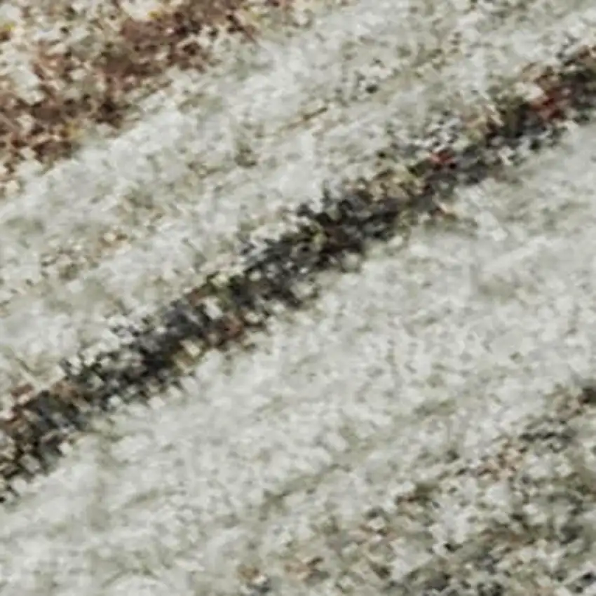 Beige Ivory And Brown Striped Washable Area Rug With UV Protection Photo 1