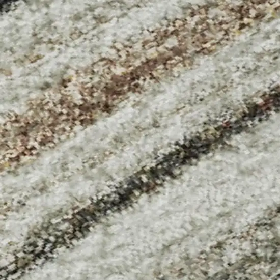 Beige Ivory And Brown Striped Washable Area Rug With UV Protection Photo 3