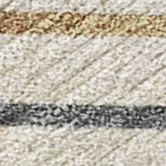 Beige Ivory And Brown Striped Washable Indoor Outdoor Area Rug Photo 3