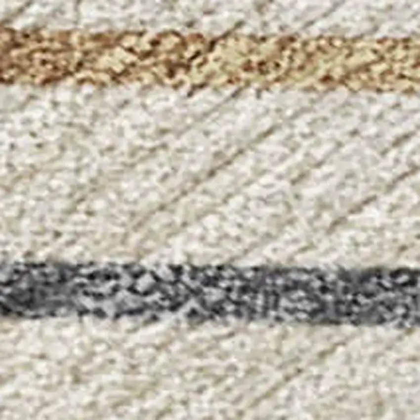 Beige Ivory And Brown Striped Washable Indoor Outdoor Area Rug Photo 3