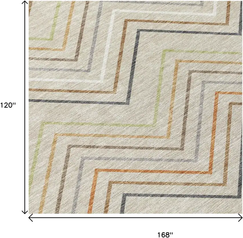 Beige Ivory And Brown Striped Washable Indoor Outdoor Area Rug Photo 6