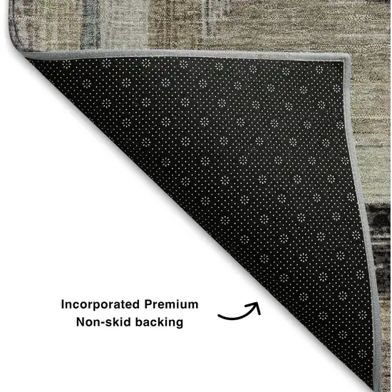 Beige Ivory And Charcoal Geometric Washable Area Rug With UV Protection Photo 7
