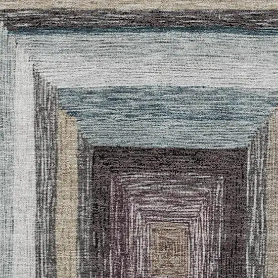 Beige Ivory And Charcoal Geometric Washable Area Rug With UV Protection Photo 3