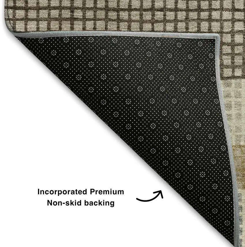 Beige Ivory And Chocolate Striped Washable Area Rug With UV Protection Photo 7