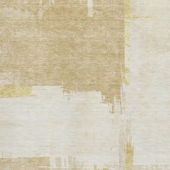 Beige Ivory And Gold Abstract Washable Area Rug With UV Protection Photo 4