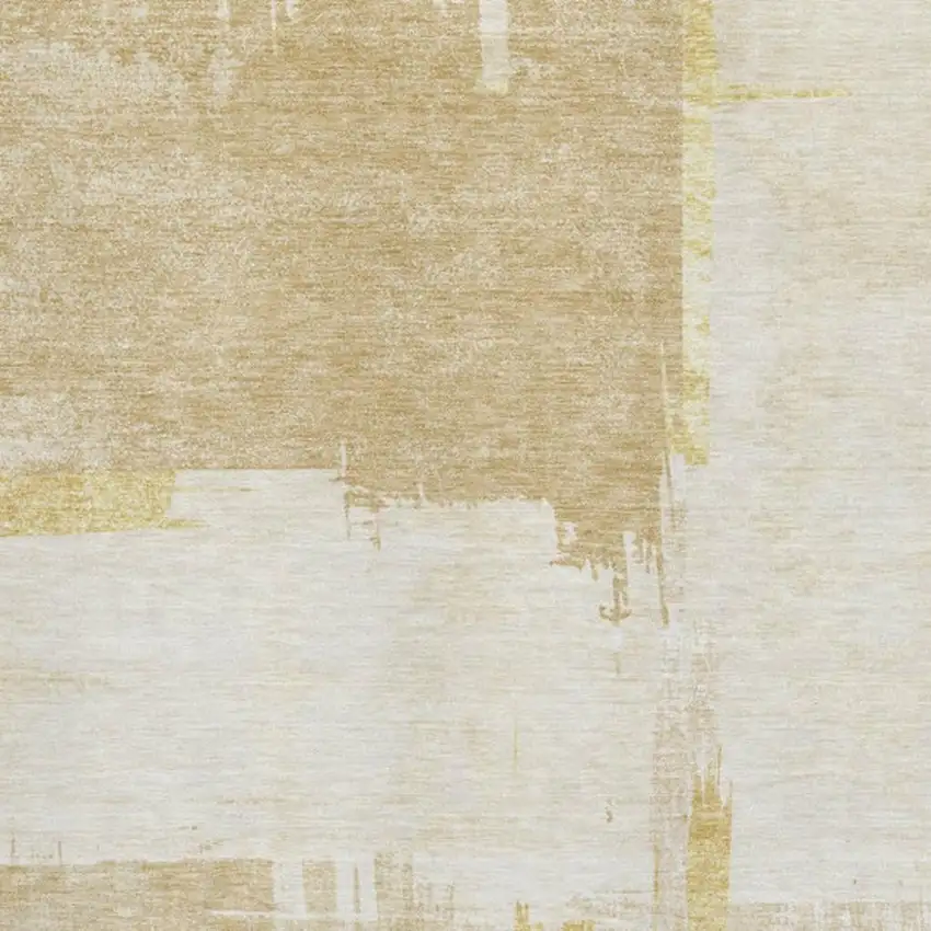 Beige Ivory And Gold Abstract Washable Area Rug With UV Protection Photo 4