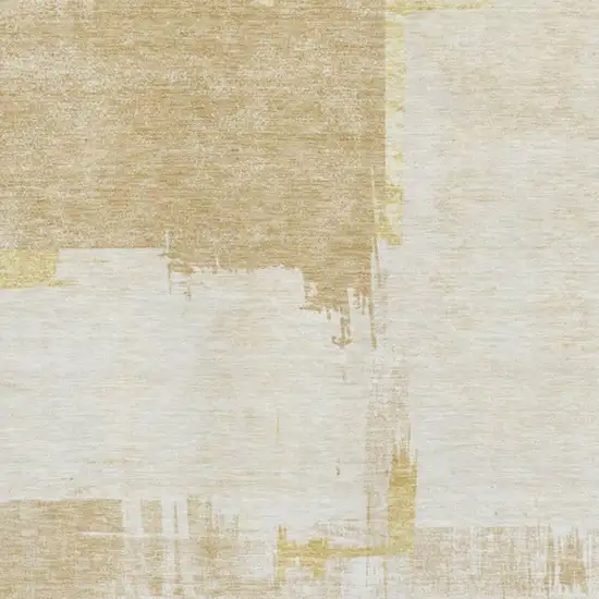 Beige Ivory And Gold Abstract Washable Area Rug With UV Protection Photo 4