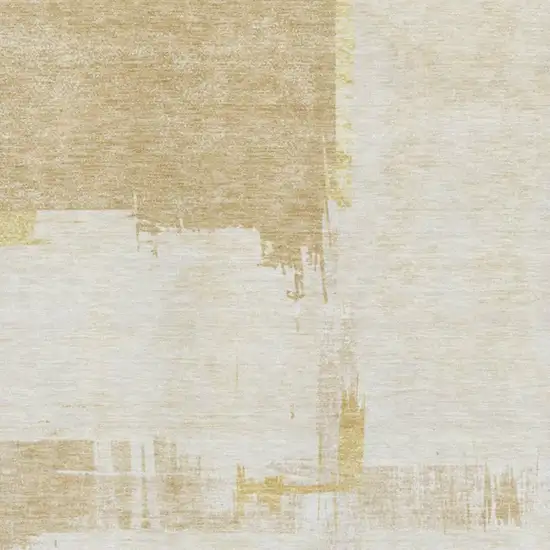 Beige Ivory And Gold Abstract Washable Area Rug With UV Protection Photo 3