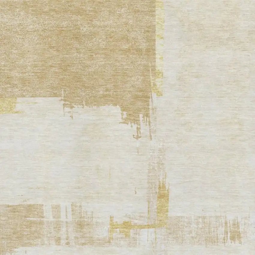 Beige Ivory And Gold Abstract Washable Area Rug With UV Protection Photo 3