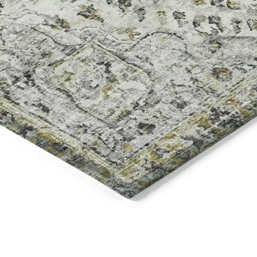 Beige Ivory And Gold Floral Medallion Washable Indoor Outdoor Area Rug Photo 4