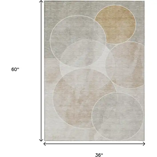 Beige Ivory And Gold Geometric Washable Indoor Outdoor Area Rug Photo 3