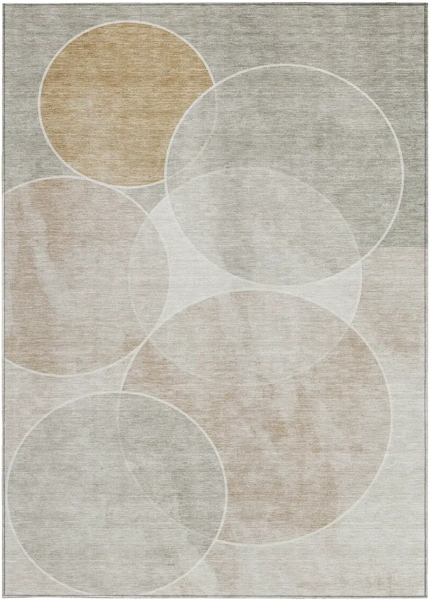 Beige Ivory And Gold Geometric Washable Indoor Outdoor Area Rug Photo 2