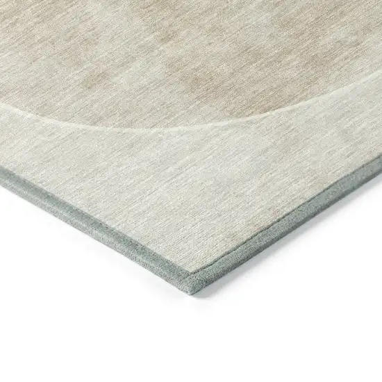 Beige Ivory And Gold Geometric Washable Indoor Outdoor Area Rug Photo 6