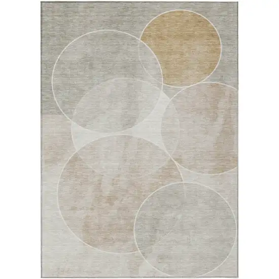 Beige Ivory And Gold Geometric Washable Indoor Outdoor Area Rug Photo 4