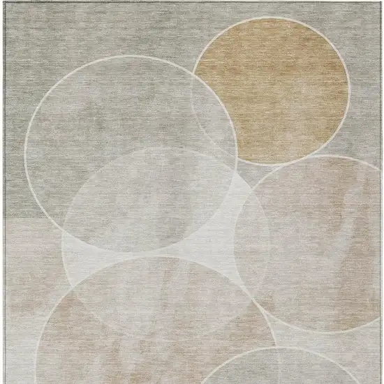 Beige Ivory And Gold Geometric Washable Indoor Outdoor Area Rug Photo 7