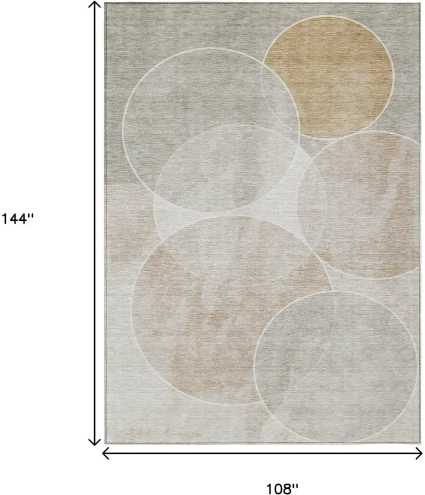 Beige Ivory And Gold Geometric Washable Indoor Outdoor Area Rug Photo 3