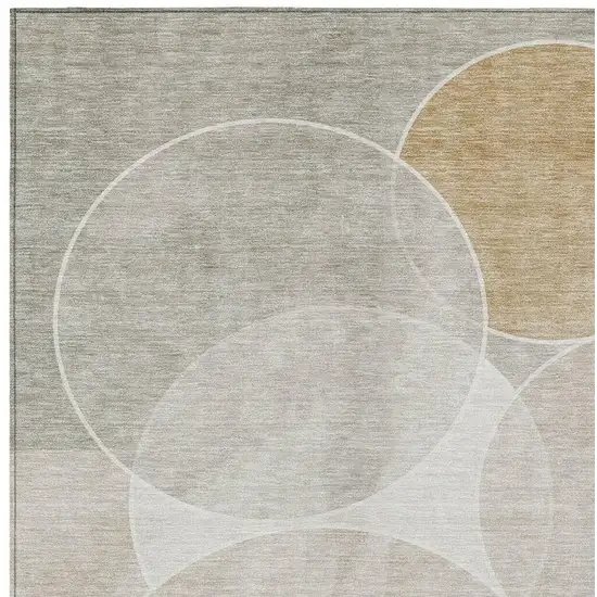 Beige Ivory And Gold Geometric Washable Indoor Outdoor Area Rug Photo 5