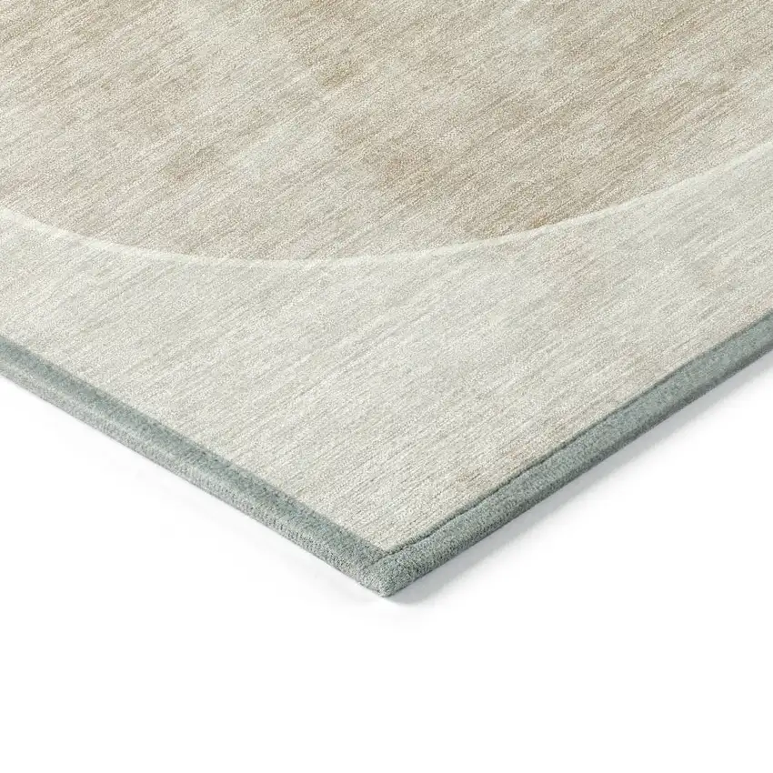 Beige Ivory And Gold Geometric Washable Indoor Outdoor Area Rug Photo 4