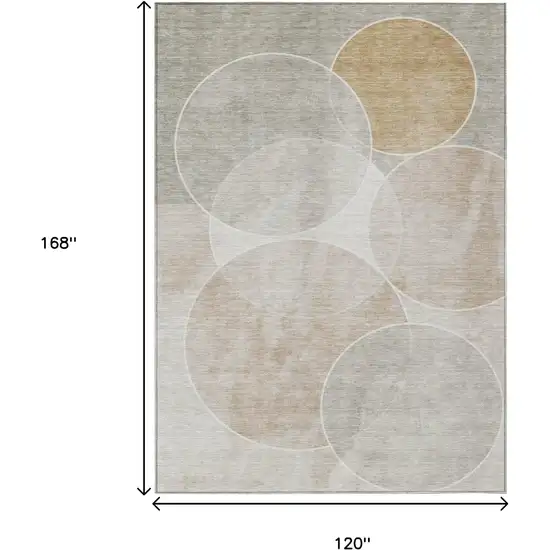 Beige Ivory And Gold Geometric Washable Indoor Outdoor Area Rug Photo 3