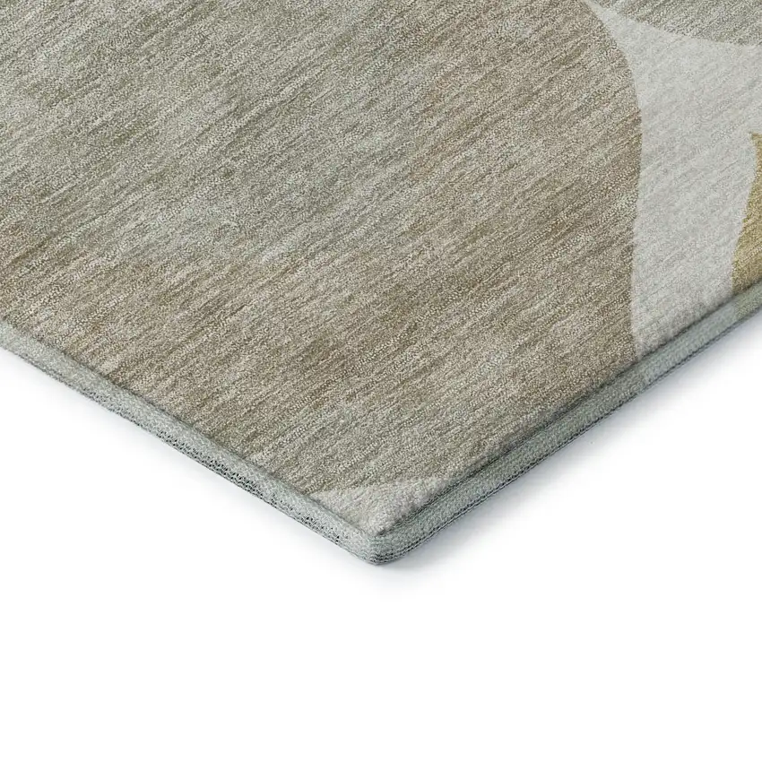 Beige Ivory And Gold Ogee Washable Area Rug With UV Protection Photo 8