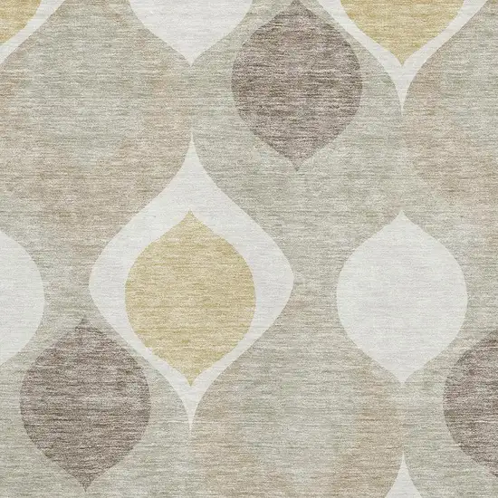 Beige Ivory And Gold Ogee Washable Area Rug With UV Protection Photo 3