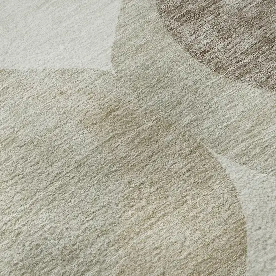 Beige Ivory And Gold Ogee Washable Area Rug With UV Protection Photo 9
