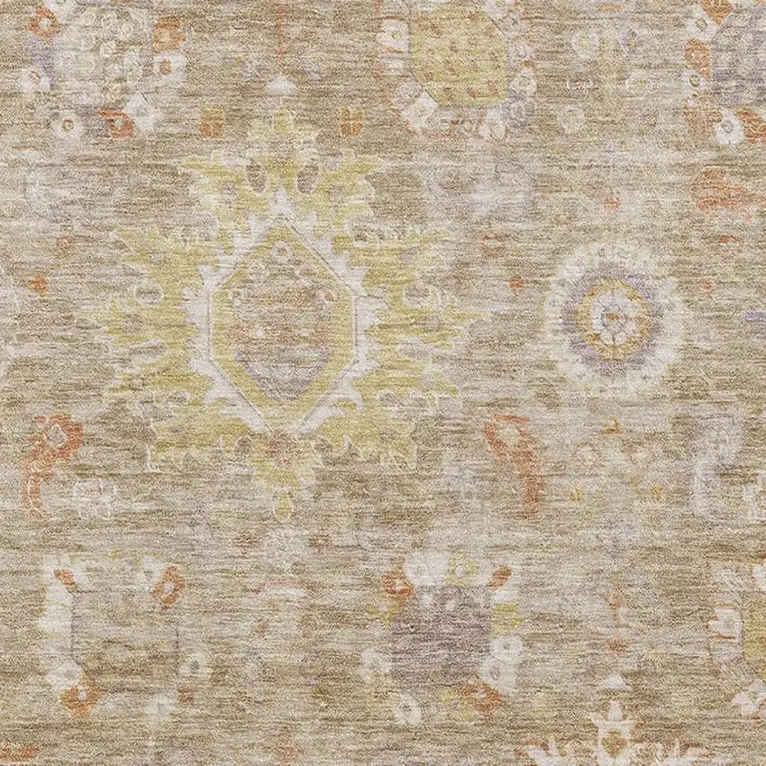 Beige Ivory And Gold Oriental Washable Area Rug With UV Protection Photo 3