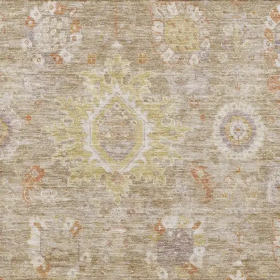 Beige Ivory And Gold Oriental Washable Area Rug With UV Protection Photo 3