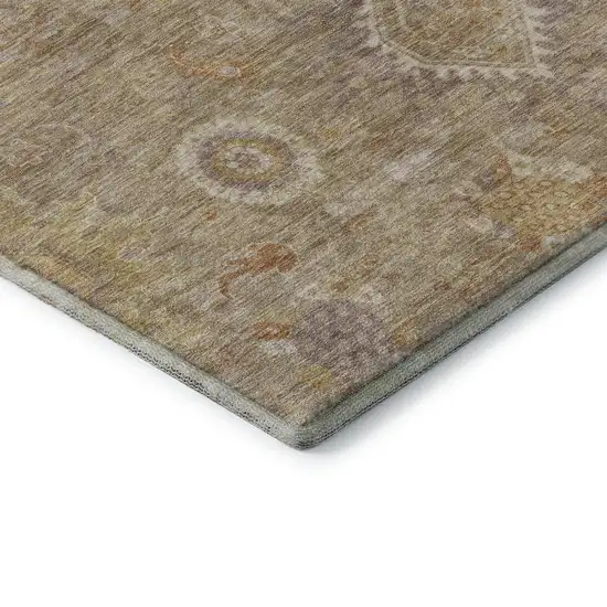 Beige Ivory And Gold Oriental Washable Area Rug With UV Protection Photo 8
