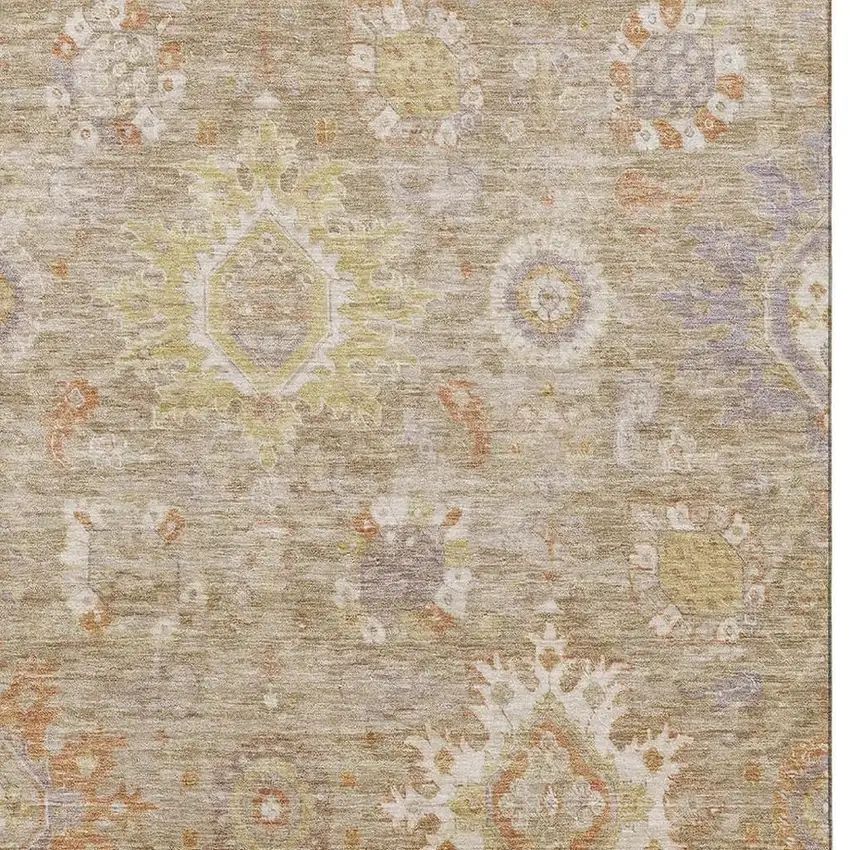 Beige Ivory And Gold Oriental Washable Area Rug With UV Protection Photo 4