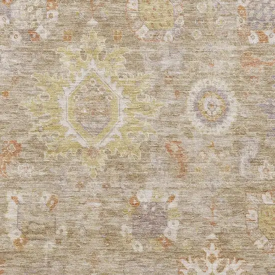 Beige Ivory And Gold Oriental Washable Area Rug With UV Protection Photo 3