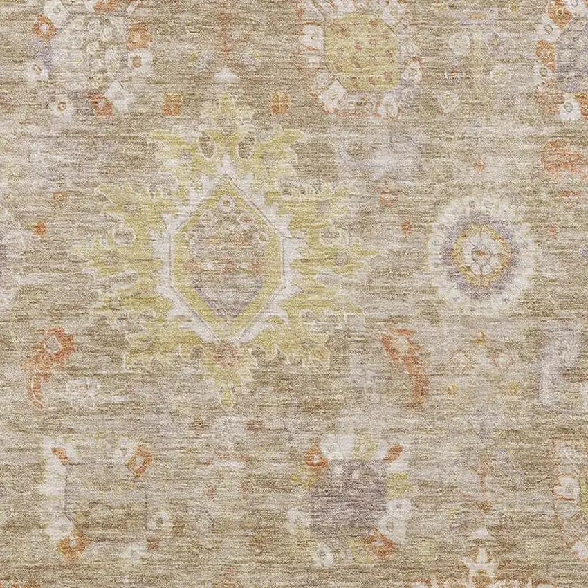 Beige Ivory And Gold Oriental Washable Area Rug With UV Protection Photo 3