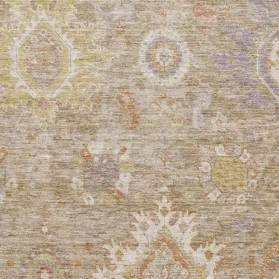 Beige Ivory And Gold Oriental Washable Area Rug With UV Protection Photo 3