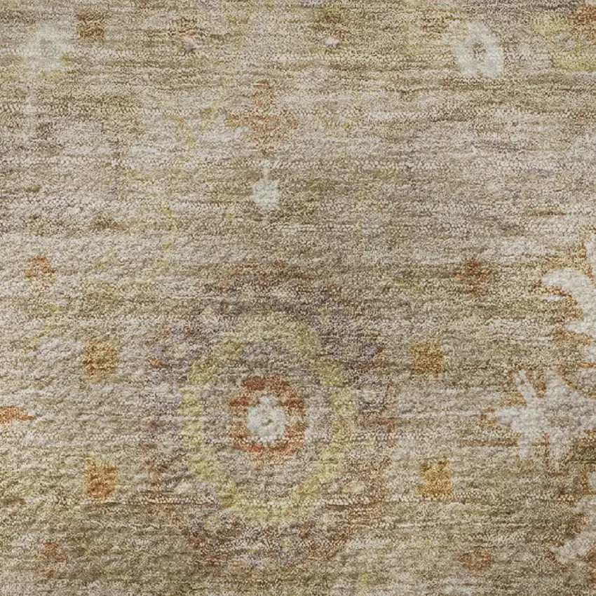 Beige Ivory And Gold Oriental Washable Area Rug With UV Protection Photo 8