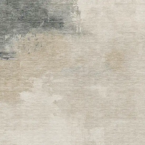 Beige Ivory And Gray Abstract Washable Area Rug With UV Protection Photo 2