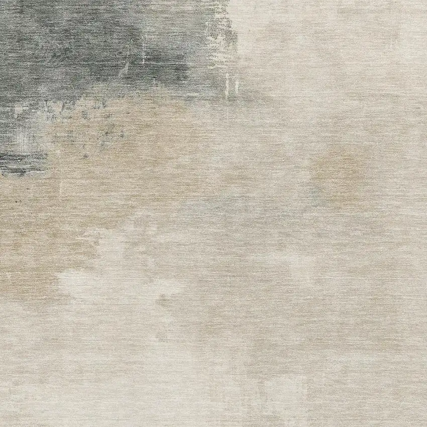 Beige Ivory And Gray Abstract Washable Area Rug With UV Protection Photo 2