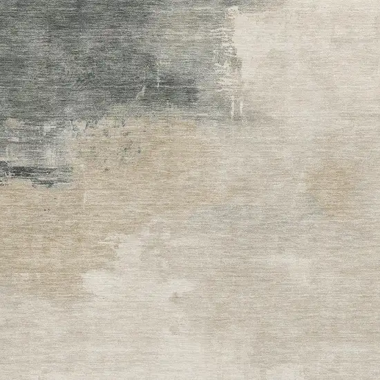 Beige Ivory And Gray Abstract Washable Area Rug With UV Protection Photo 2