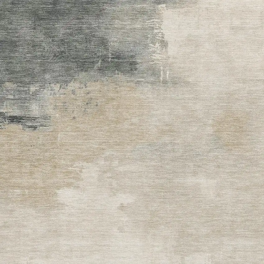 Beige Ivory And Gray Abstract Washable Area Rug With UV Protection Photo 2