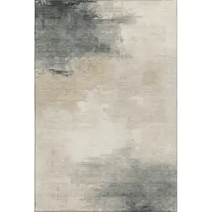 Photo of Beige Ivory And Gray Abstract Washable Area Rug With UV Protection