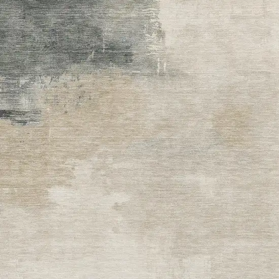 Beige Ivory And Gray Abstract Washable Area Rug With UV Protection Photo 2