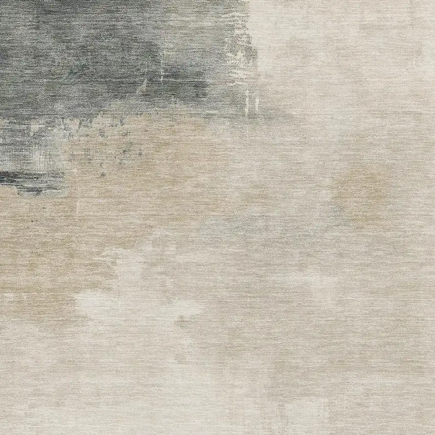 Beige Ivory And Gray Abstract Washable Area Rug With UV Protection Photo 2