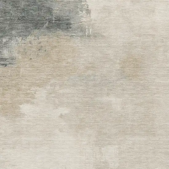 Beige Ivory And Gray Abstract Washable Area Rug With UV Protection Photo 2