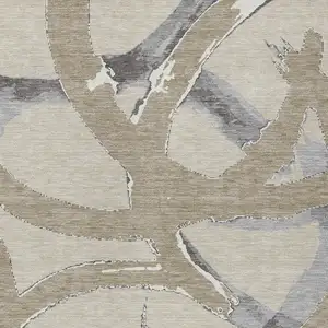 Photo of Beige Ivory And Gray Abstract Washable Indoor Outdoor Area Rug