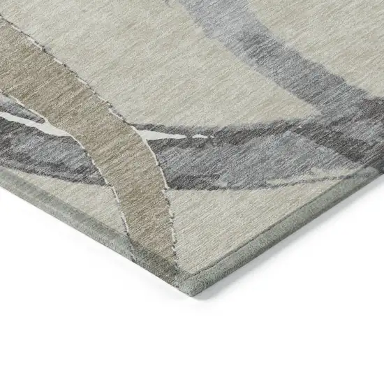 Beige Ivory And Gray Abstract Washable Indoor Outdoor Area Rug Photo 5