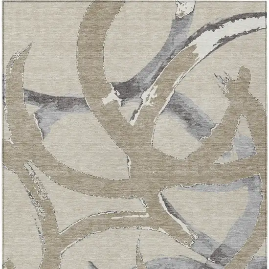 Beige Ivory And Gray Abstract Washable Indoor Outdoor Area Rug Photo 7
