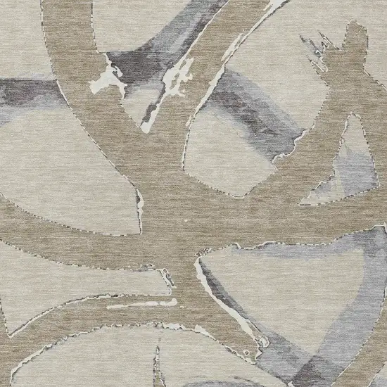Beige Ivory And Gray Abstract Washable Indoor Outdoor Area Rug Photo 6