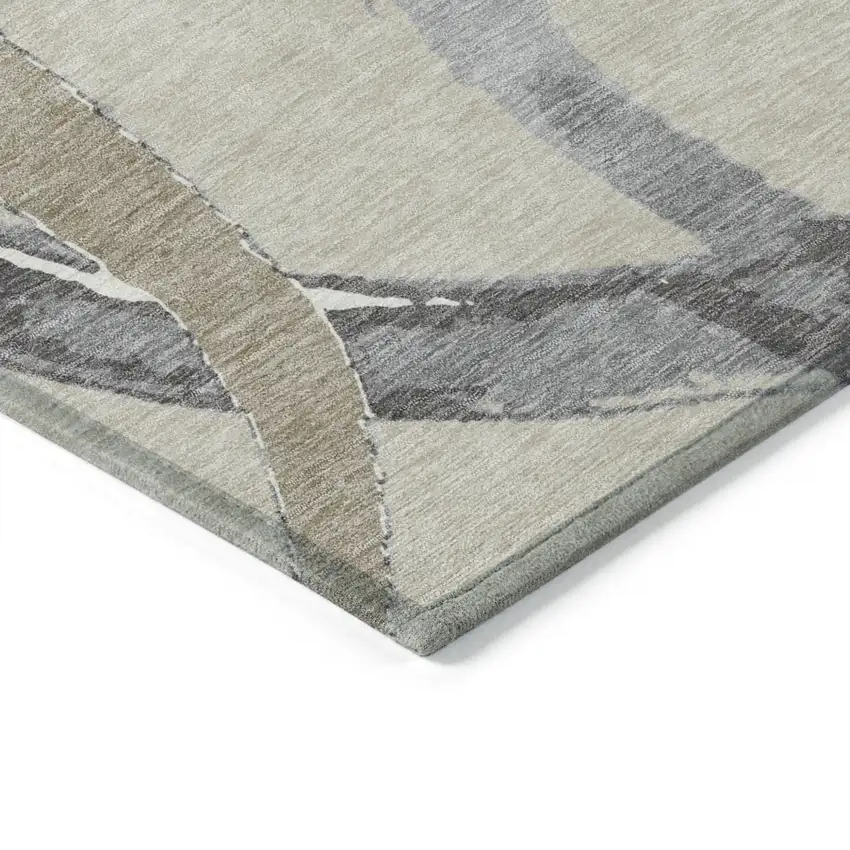 Beige Ivory And Gray Abstract Washable Indoor Outdoor Area Rug Photo 5